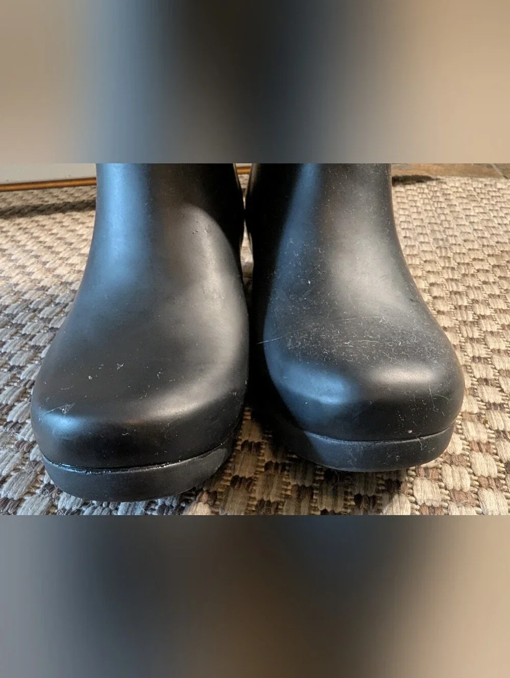 chooka Downtown Mid Black Waterproof Rain Boots size 6 Brown Buckle Fall